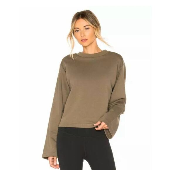 Varley Weymouth Olive Green Open Tie Back Sweatshirt Size: M - Picture 2 of 7